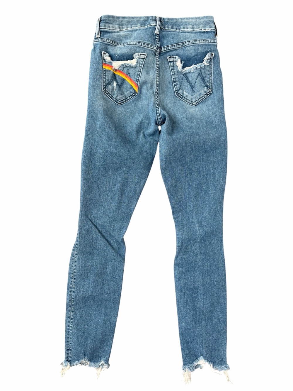 Mother Denim High Waisted Looker Ankle Chew Learning to Hula Rainbow Size 25 - Picture 10 of 12